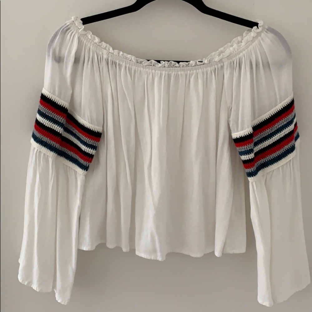White off the shoulder long sleeve top